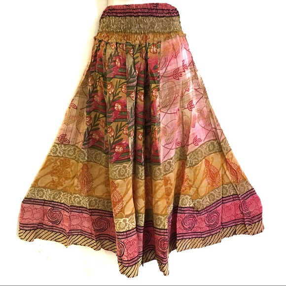 handmade Pants - Hippie boho vintage festival sari palazzo pants C